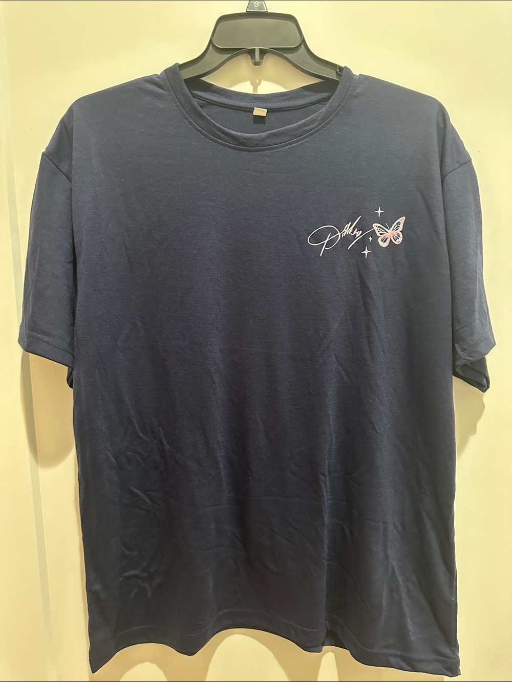 Men's Navy Short-Sleeve Double Sided T-Shirt with Dolly Butterfly Detail